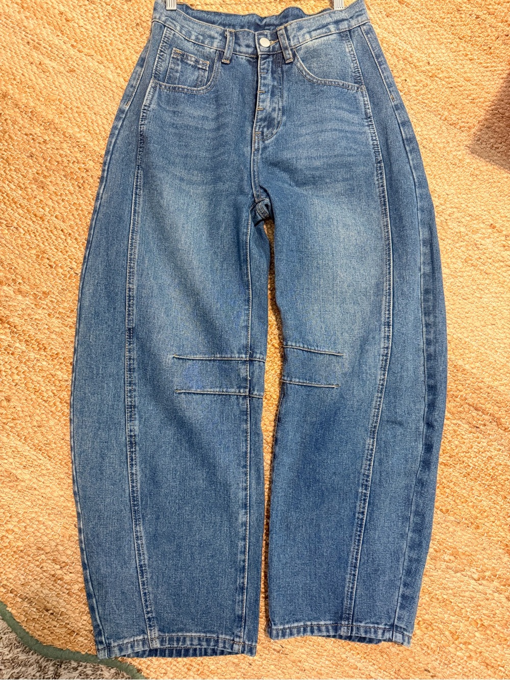 Boyfriend Jeans with Front Seam Detail - Blue